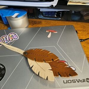 Portland Leather Brown and Tan Feather Purse Charm.